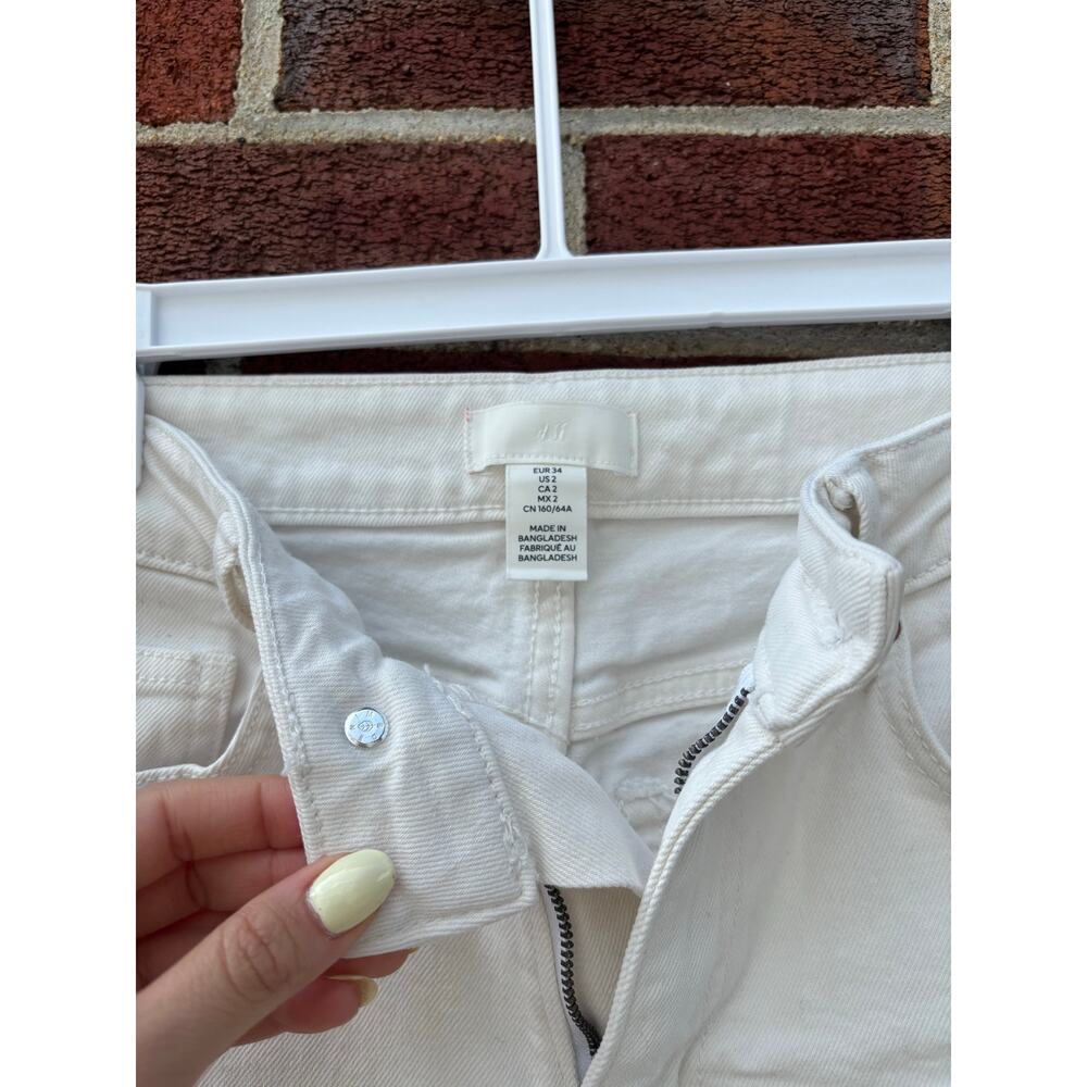 H&M White High Rise Straight Leg Jeans Womens US 2 EU 34 Denim Pants - Picture 3 of 8